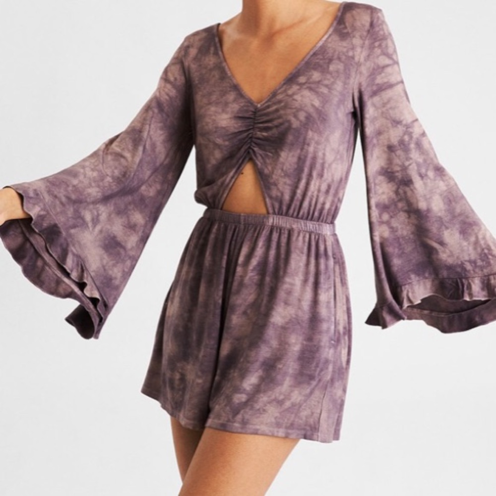 American Eagle Tie-dye Bell-sleeved Romper
